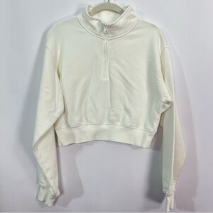 2/$30 Nordstrom BP Off-White cropped half zip Sweatshirt sz Small